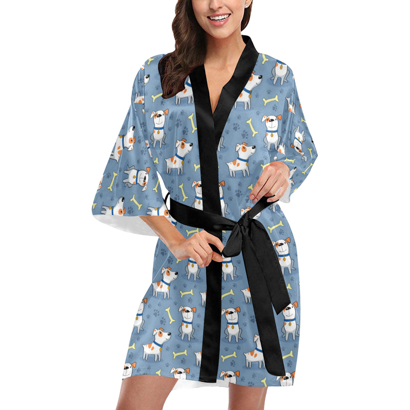 Bull Terriers Pattern Print Design 04 Women's Short Kimono