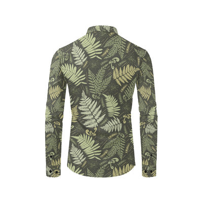 Fern Leave Green Print Pattern Men's Long Sleeve Shirt