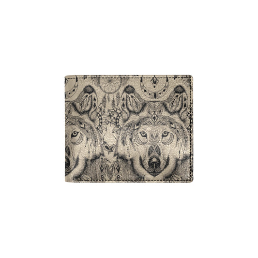 Indian Boho Wolf Men's ID Card Wallet