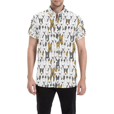 Bull Terriers Pattern Print Design 03 Men's Short Sleeve Button Up Shirt