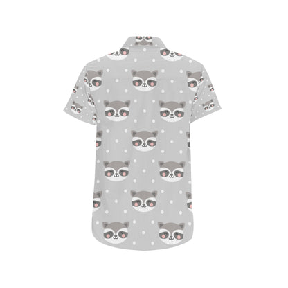 Raccoon Pattern Print Design A04 Men's Short Sleeve Button Up Shirt
