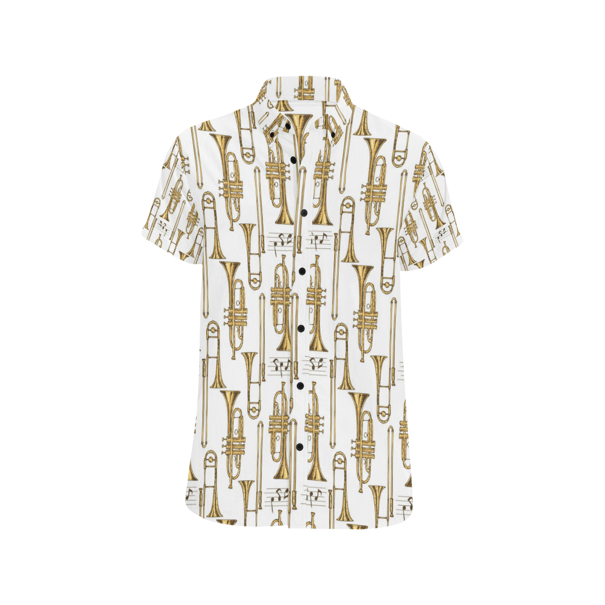 Trombone Pattern Print Design 04 Men's Short Sleeve Button Up Shirt