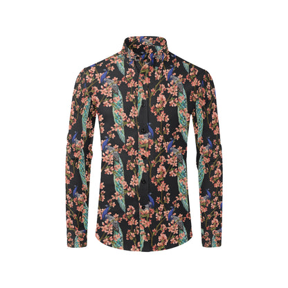 Peacock Pattern Print Design A01 Men's Long Sleeve Shirt