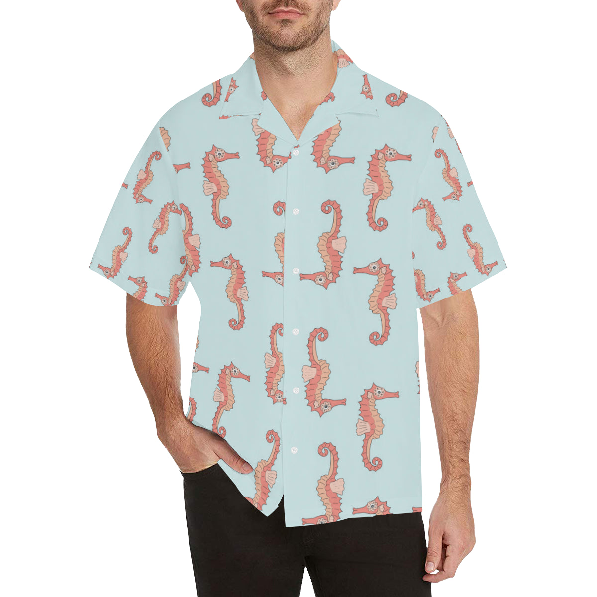 SeaHorse Pattern Print Design 01 Men's Hawaiian Shirt