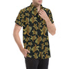 Gold Tribal Turtle Polynesian Themed Men's Short Sleeve Button Up Shirt