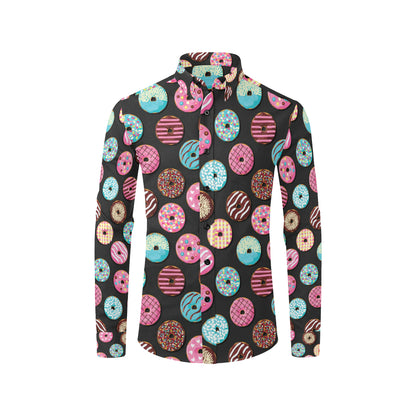 Donut Pattern Print Design DN02 Men's Long Sleeve Shirt