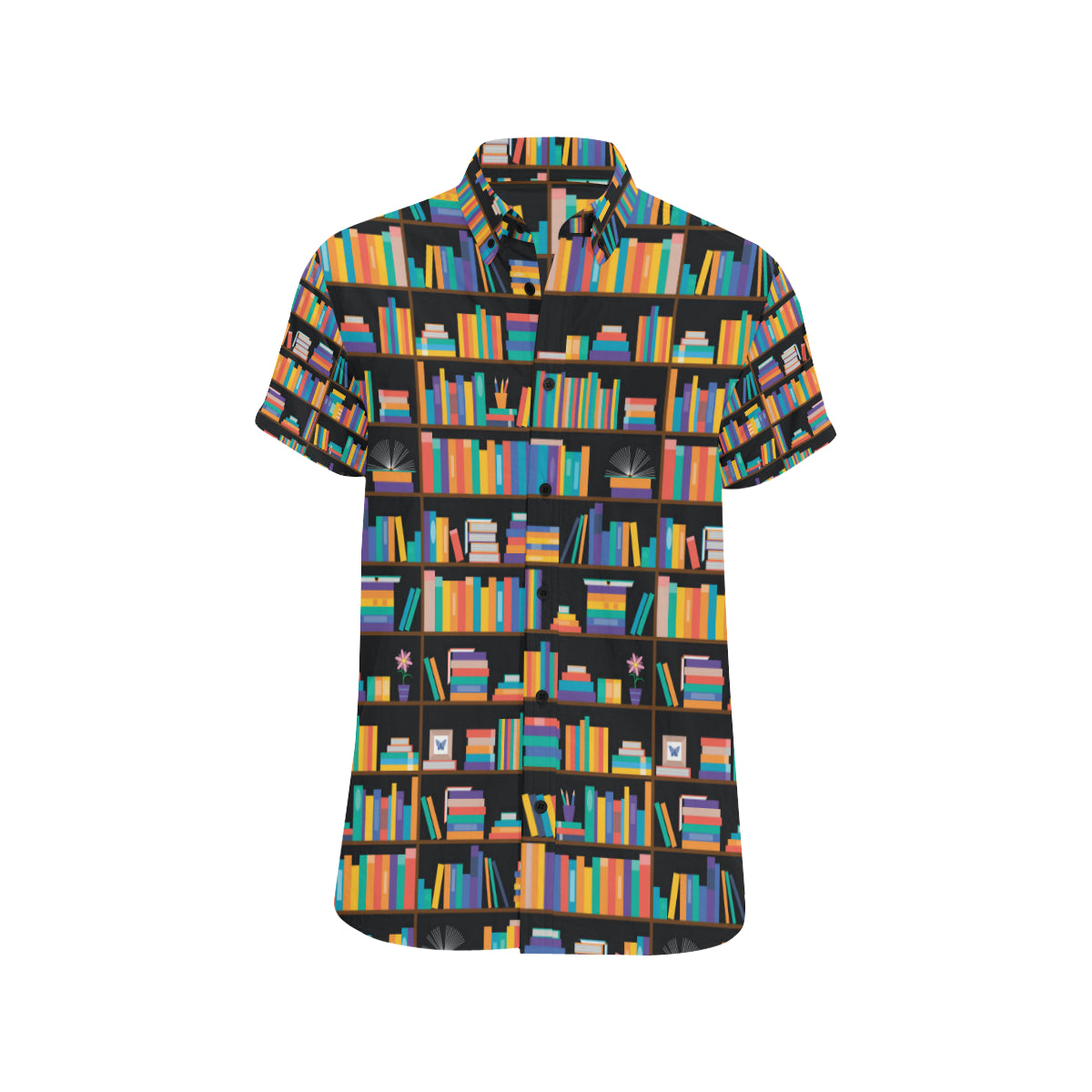 Book Pattern Print Design 05 Men's Short Sleeve Button Up Shirt