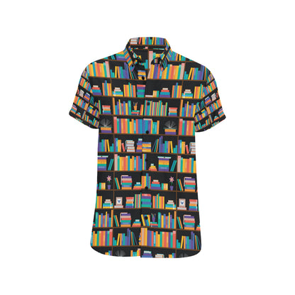 Book Pattern Print Design 05 Men's Short Sleeve Button Up Shirt