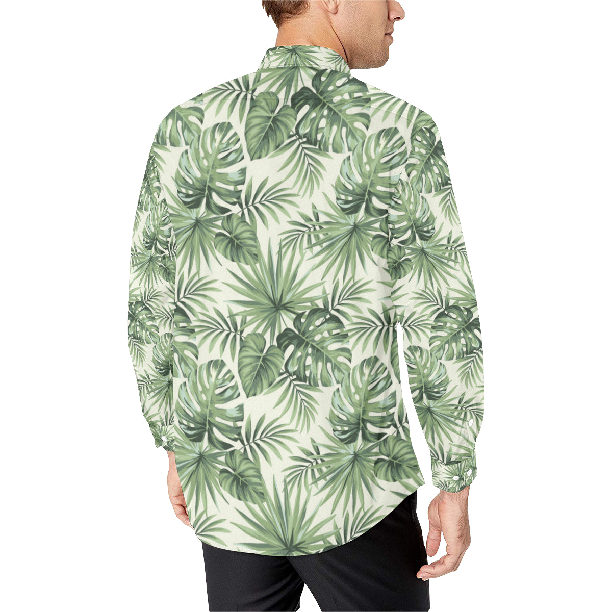 Palm Leaf Pattern Print Design A02 Men's Long Sleeve Shirt