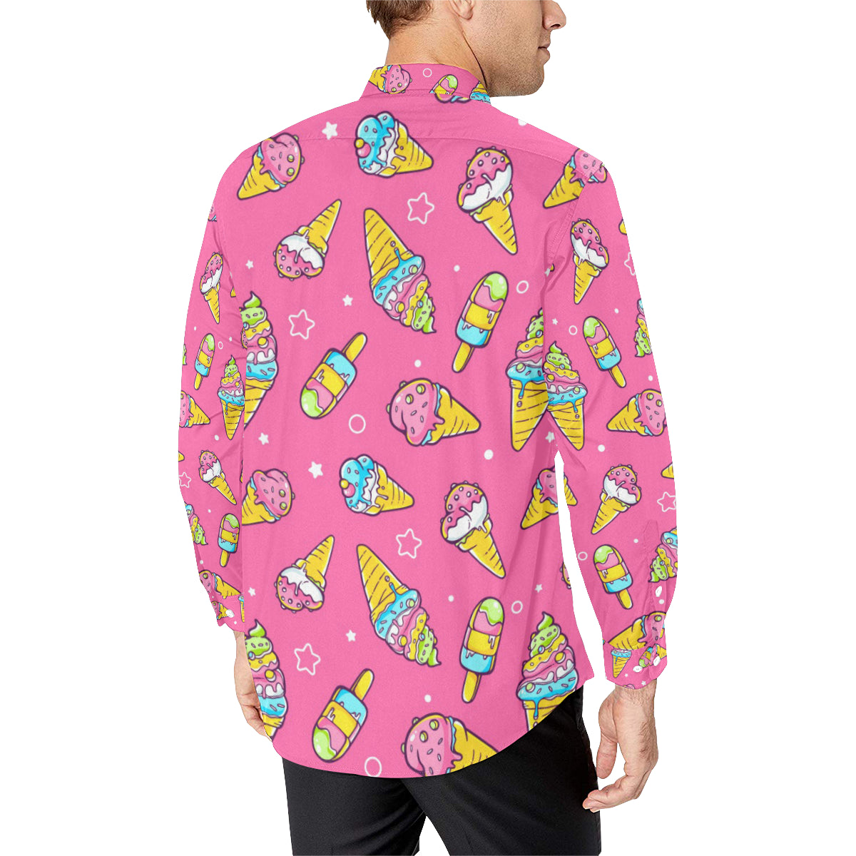 Ice Cream Pattern Print Design IC04 Men's Long Sleeve Shirt