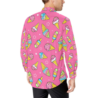 Ice Cream Pattern Print Design IC04 Men's Long Sleeve Shirt