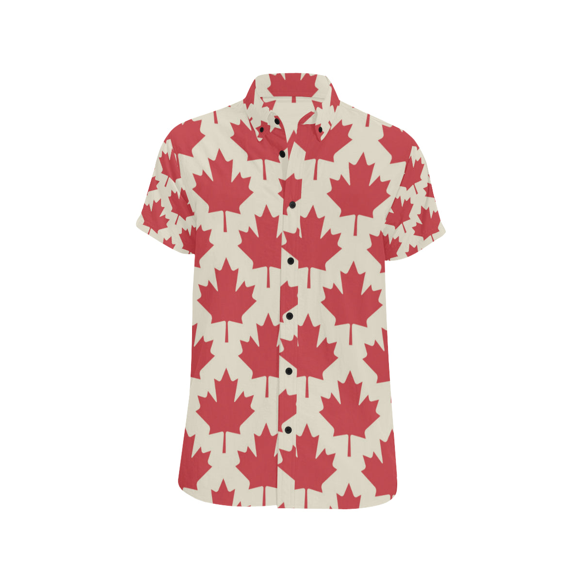 Maple Leaf Pattern Print Design 03 Men's Short Sleeve Button Up Shirt