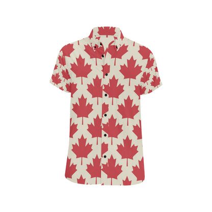 Maple Leaf Pattern Print Design 03 Men's Short Sleeve Button Up Shirt