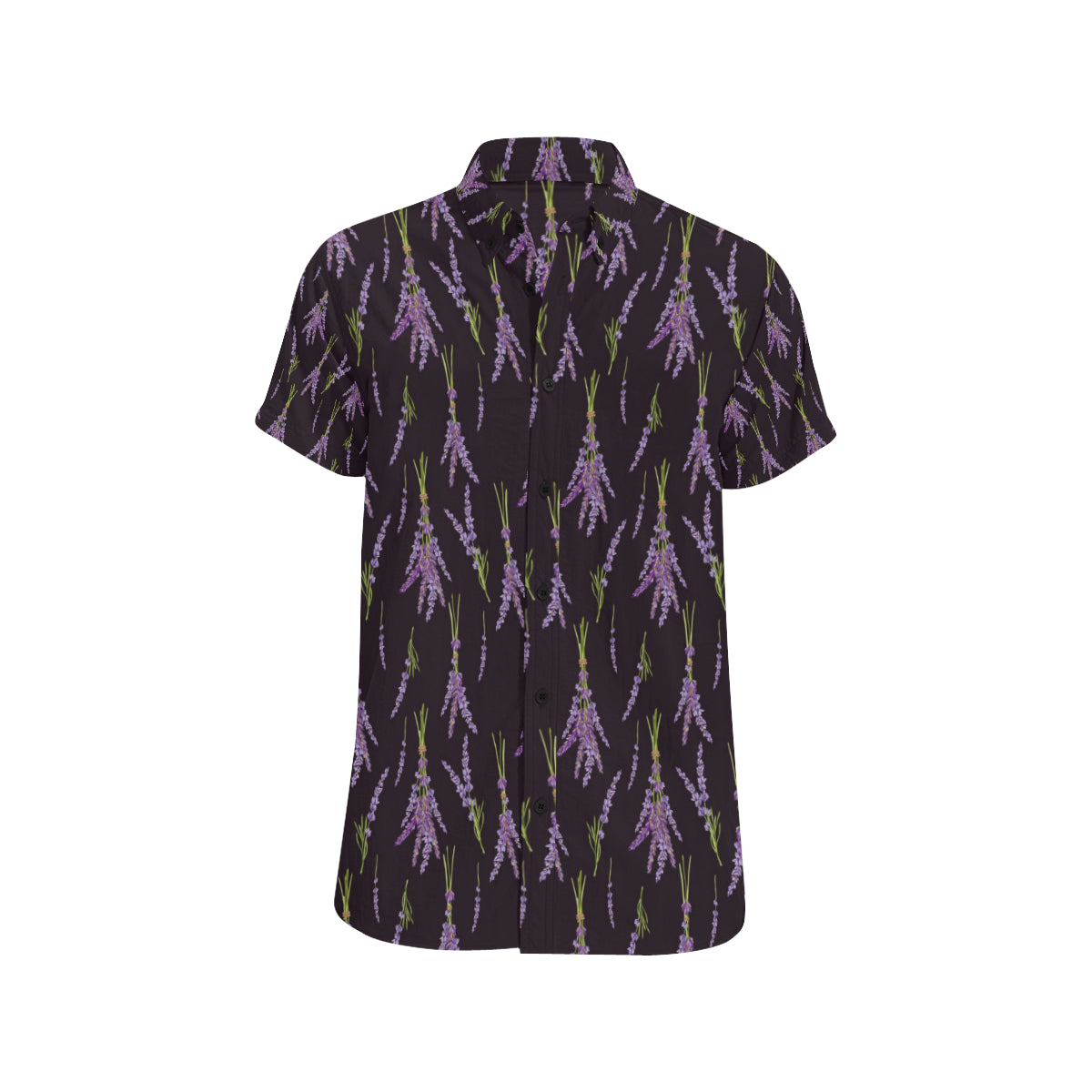 Lavender Pattern Print Design LV05 Men's Short Sleeve Button Up Shirt