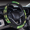 Hawaiian Flower Tropical Palm Leaves Steering Wheel Cover with Elastic Edge