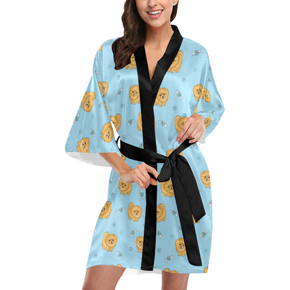 Pomeranians Pattern Print Design A03 Women's Short Kimono