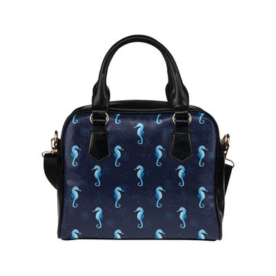 SeaHorse Blue neon Pattern Print Design 03 Shoulder Handbag