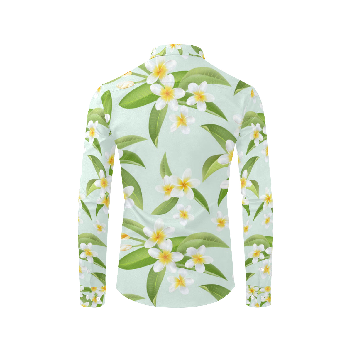 Yellow Plumeria Pattern Print Design PM024 Men's Long Sleeve Shirt