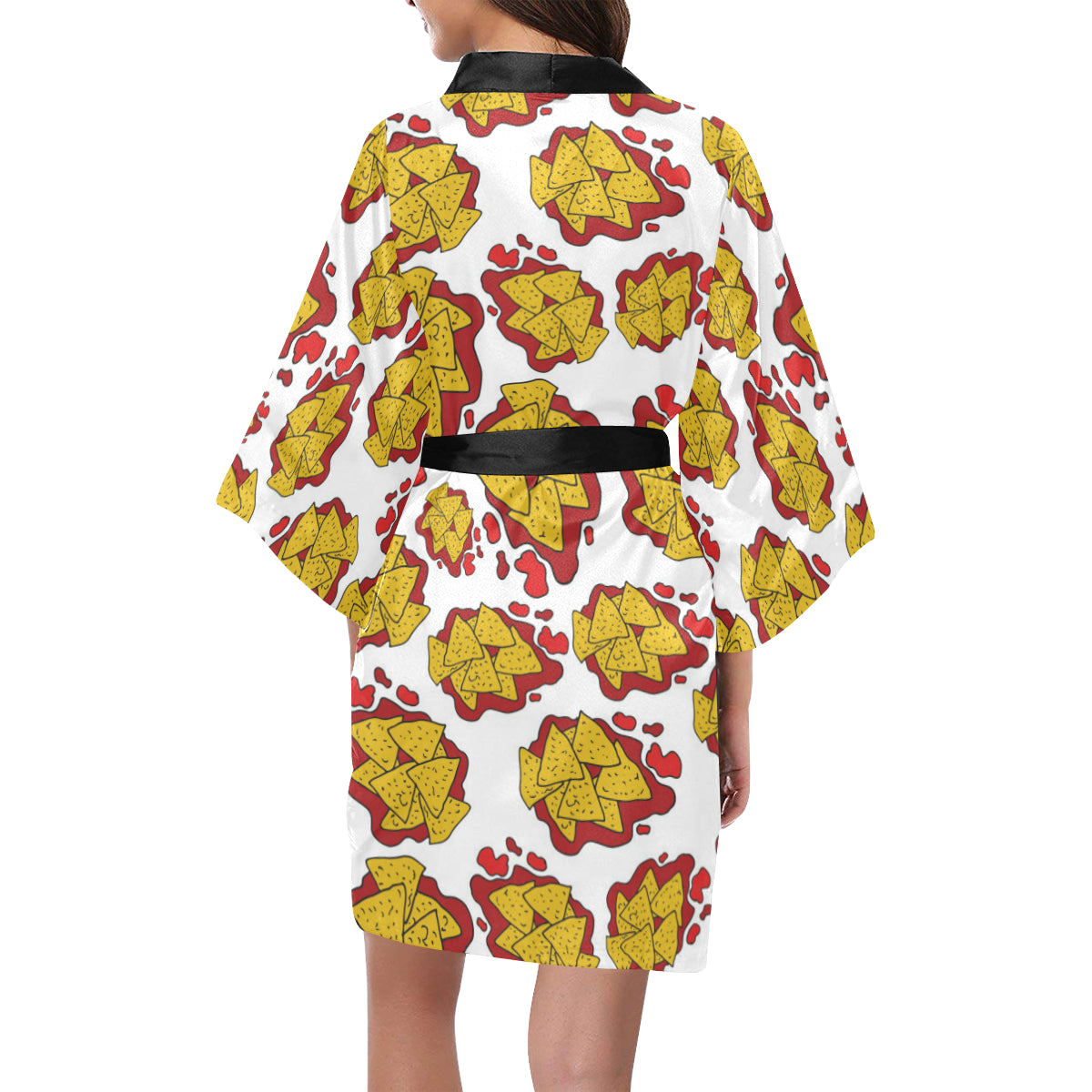 Nachos Pattern Print Design A03 Women's Short Kimono