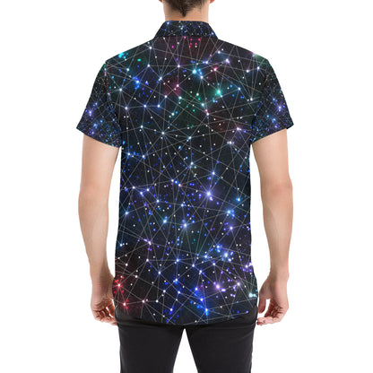 Cosmic Pattern Print Design 01 Men's Short Sleeve Button Up Shirt