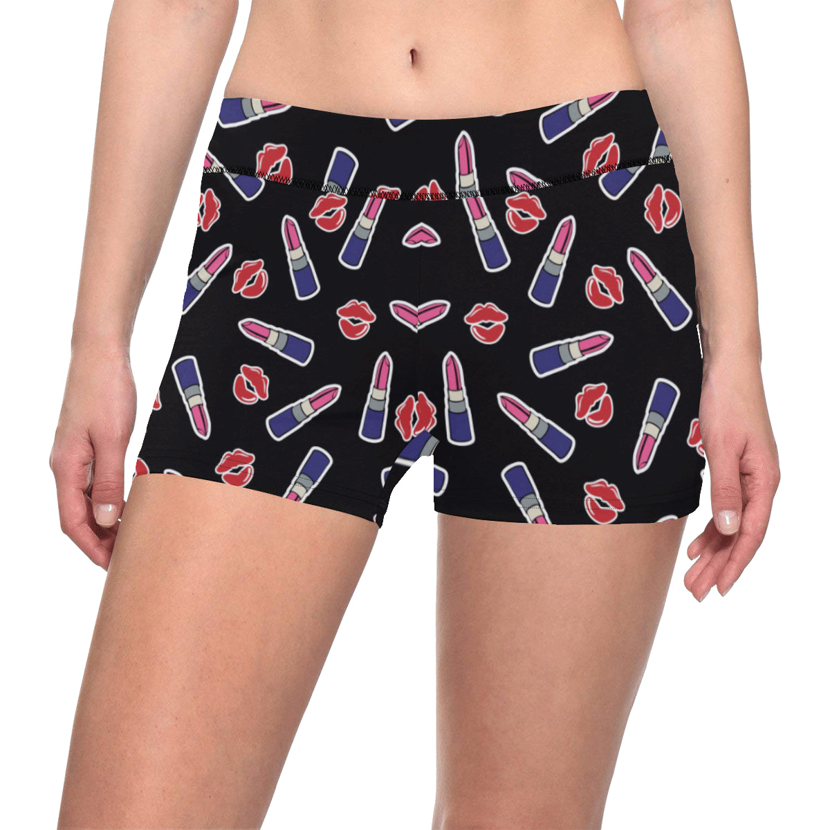 Lipstick Pattern Print Design LT01 Yoga Shorts