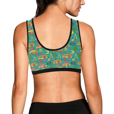 Camping Camper Pattern Print Design 05 Sports Bra