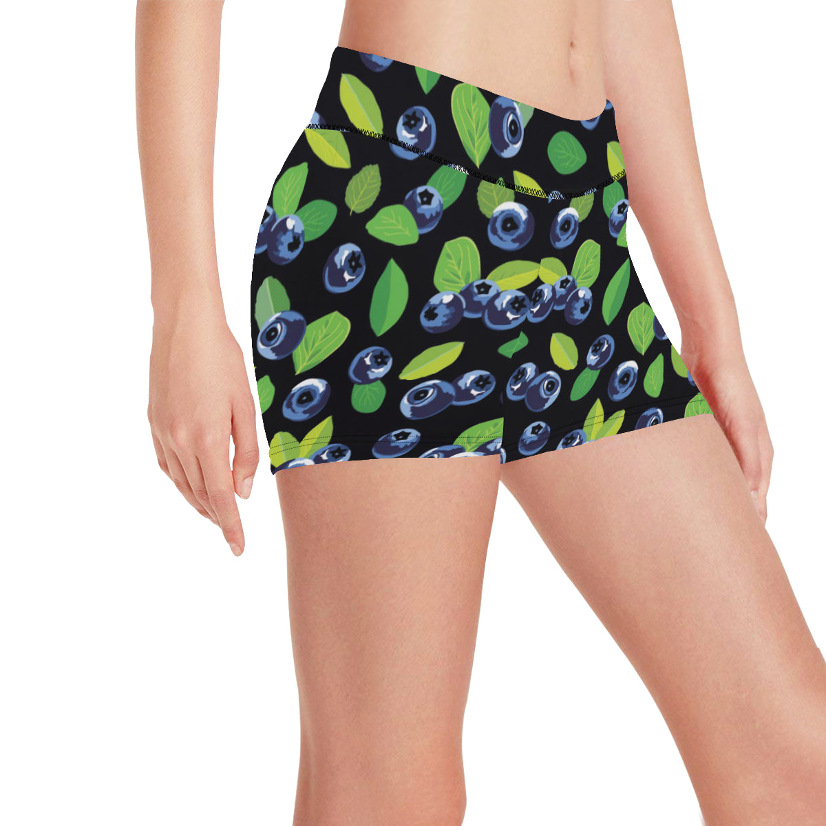 Blueberry Pattern Print Design BB03 Yoga Shorts