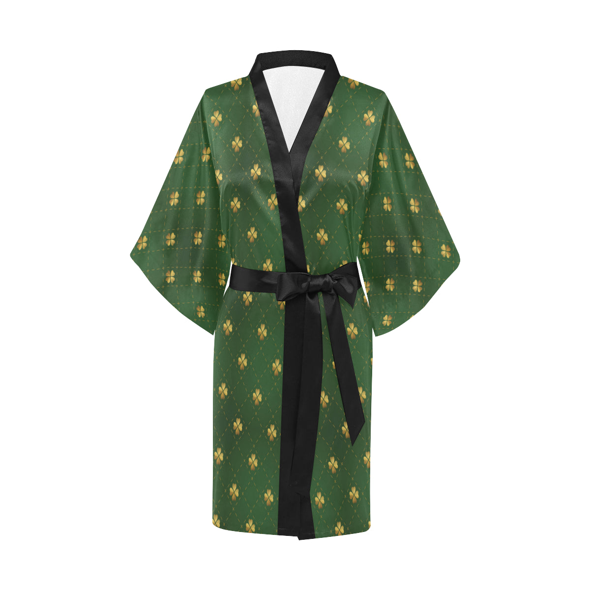 Clover  Pattern Print Design 01 Women's Short Kimono