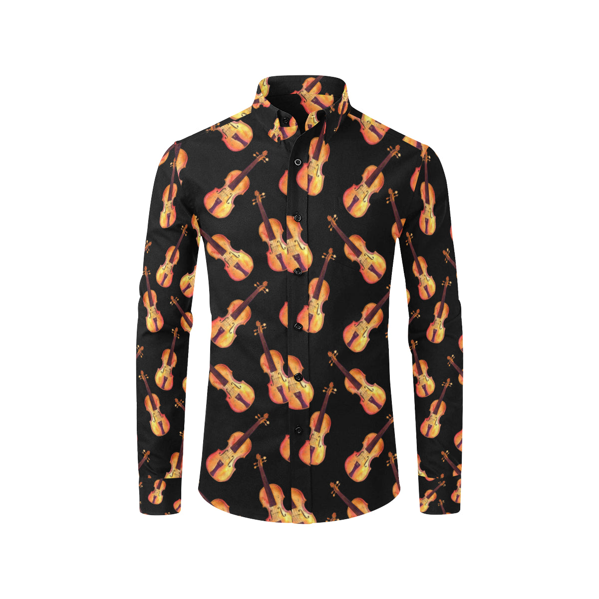 Violin Pattern Print Design 04 Men's Long Sleeve Shirt
