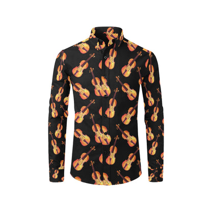 Violin Pattern Print Design 04 Men's Long Sleeve Shirt