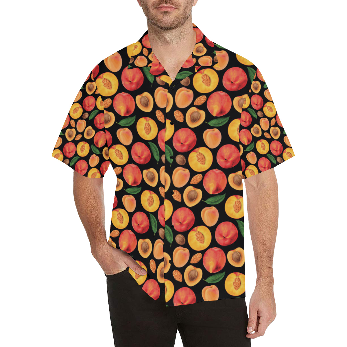 Peach Pattern Print Design A02 Men's Hawaiian Shirt