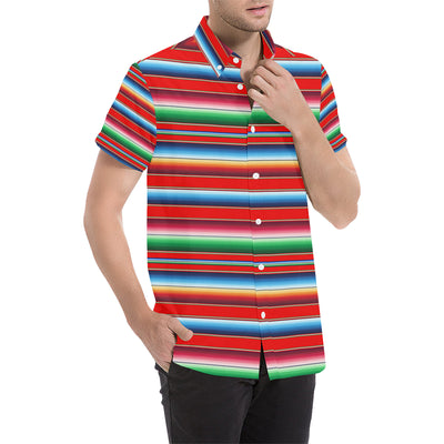 Serape Print Men's Short Sleeve Button Up Shirt