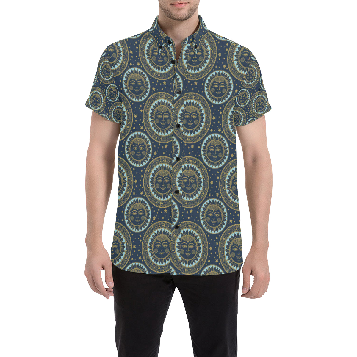 Boho Sun Dream Men's Short Sleeve Button Up Shirt