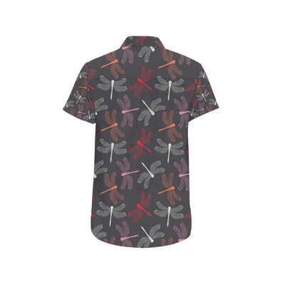 Dragonfly Pattern Print Design 01 Men's Short Sleeve Button Up Shirt