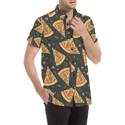 Pizza Pattern Print Design A02 Men's Short Sleeve Button Up Shirt