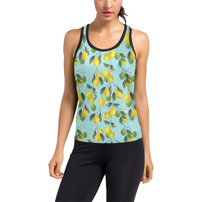 Lemon Pattern Print Design LM05 Women's Racerback Tank Top