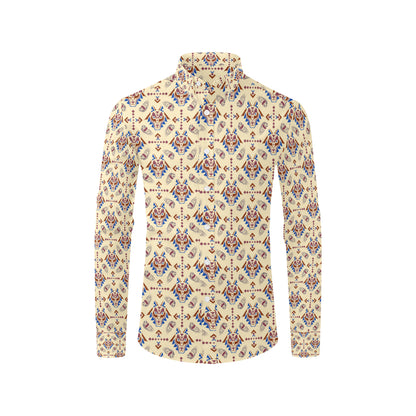 Aztec Wolf Pattern Print Design 03 Men's Long Sleeve Shirt