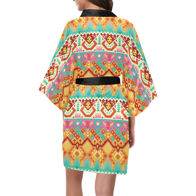 Aztec Pattern Print Design 03 Women's Short Kimono