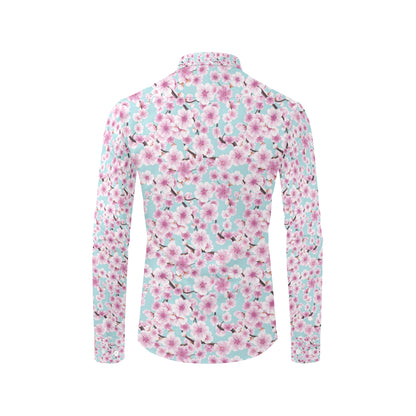 Cherry Blossom Pattern Print Design 01 Men's Long Sleeve Shirt