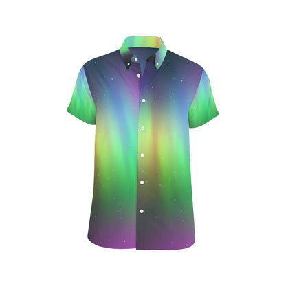 Aurora Borealis Pattern Print Design 03 Men's Short Sleeve Button Up Shirt