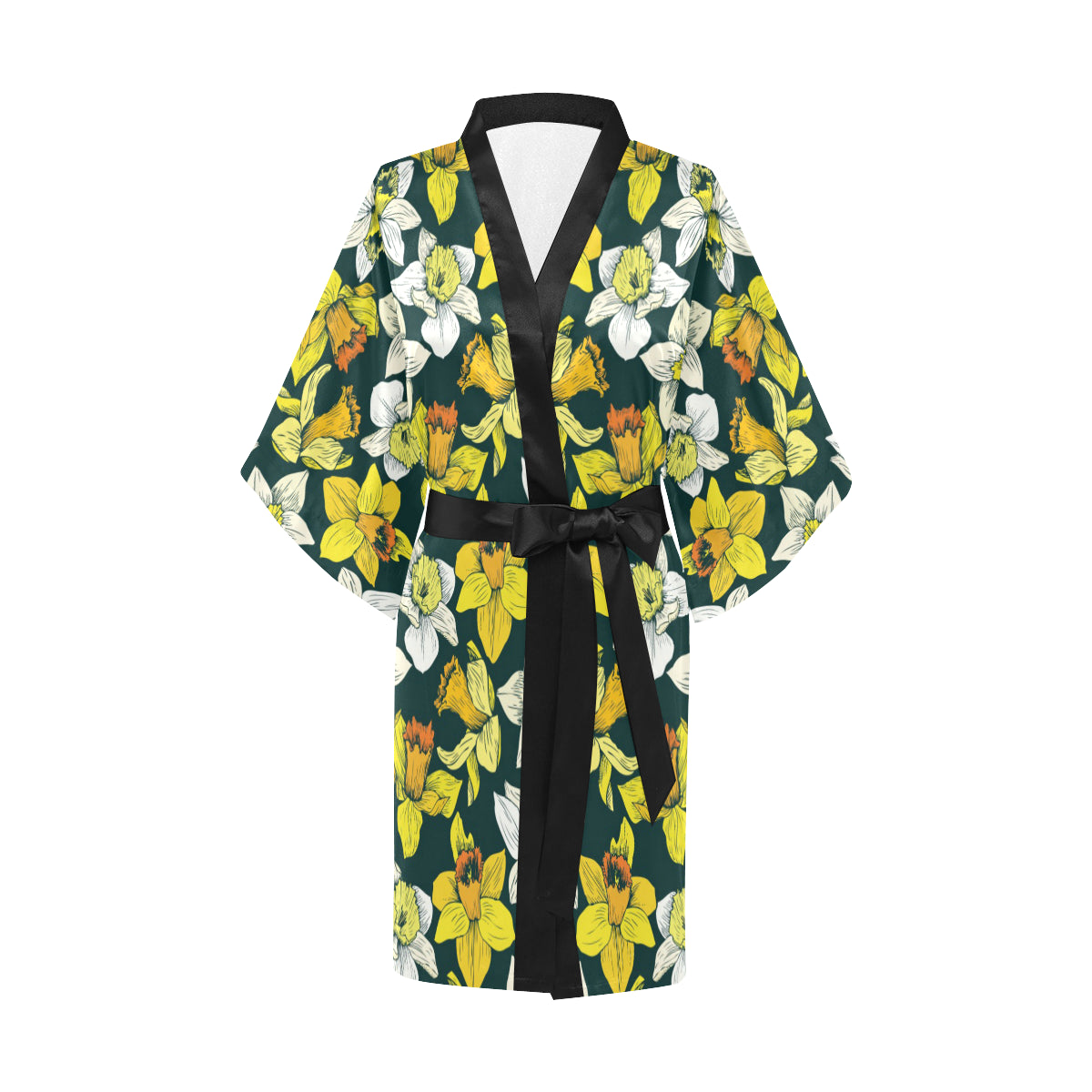 Daffodils Pattern Print Design DF02 Women's Short Kimono