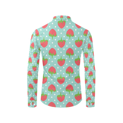 Strawberry Pattern Print Design SB06 Men's Long Sleeve Shirt