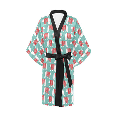 Polar Bear Pattern Print Design A04 Women's Short Kimono