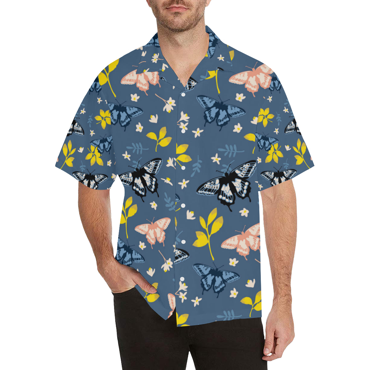 Monarch Butterfly Pattern Print Design 02 Men's Hawaiian Shirt