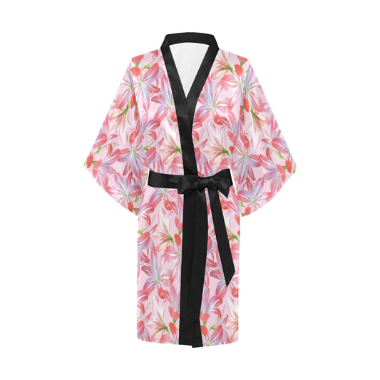 Amaryllis Pattern Print Design 02 Women's Short Kimono