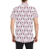 Bull Terrier Pink Print Pattern Men's Short Sleeve Button Up Shirt