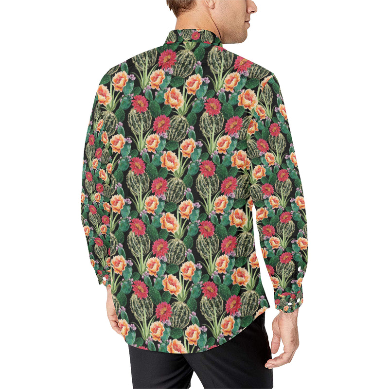 Cactus Pattern Print Design 06 Men's Long Sleeve Shirt