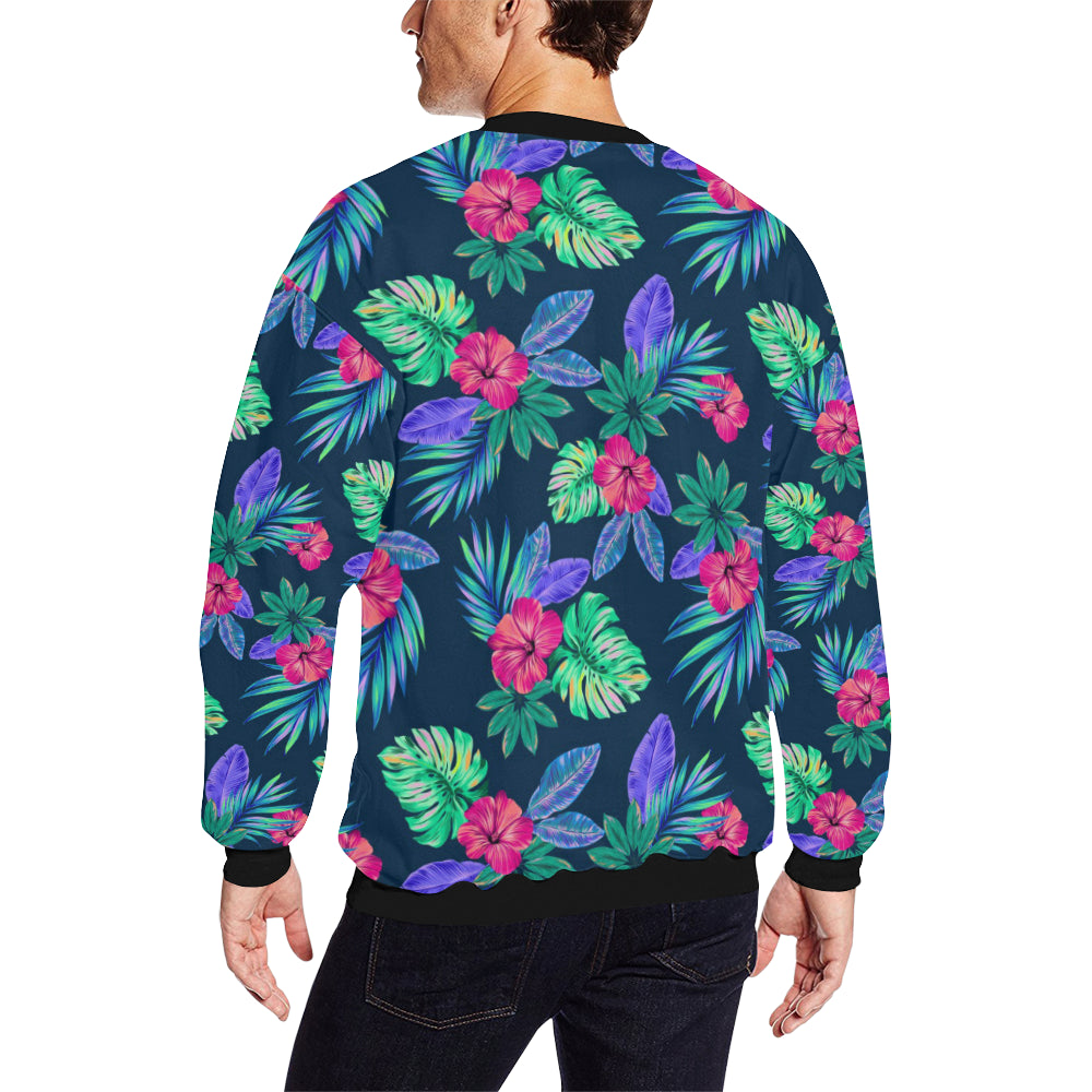 Tropical Flower Pattern Print Design TF09 Men Long Sleeve Sweatshirt