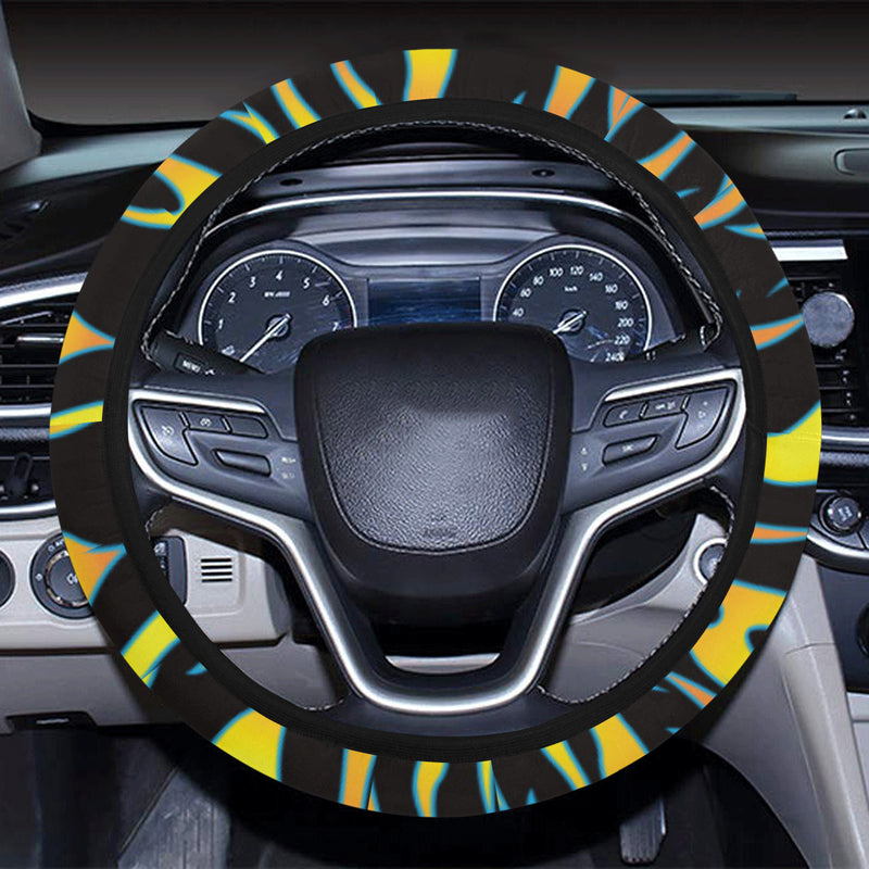 Flame Fire Yellow Pattern Steering Wheel Cover with Elastic Edge