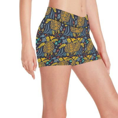 Sea Turtle Pattern Print Design T03 Yoga Shorts